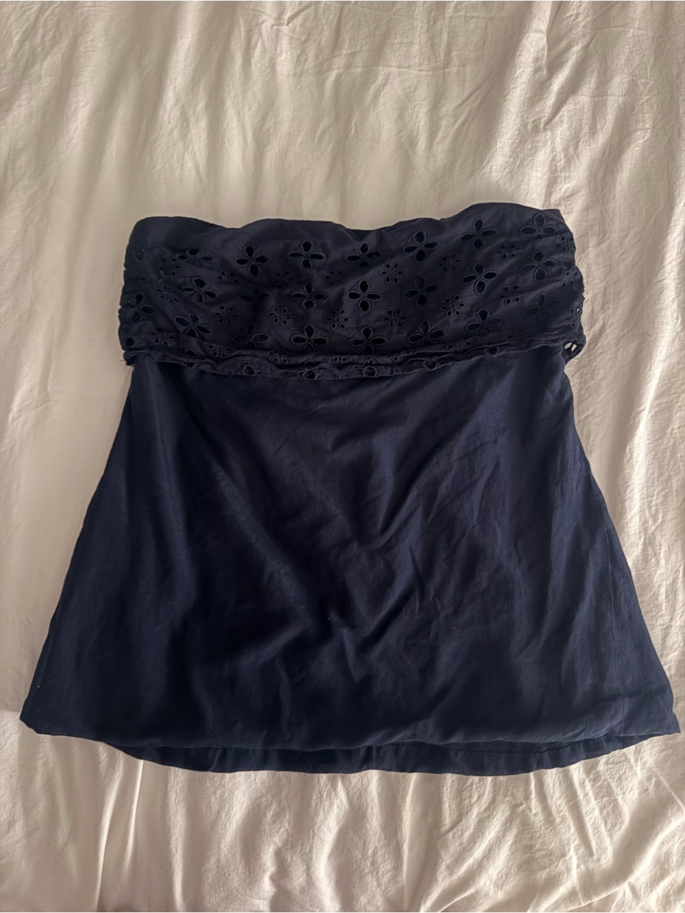 J Crew Strapless Eyelet Flowy Top